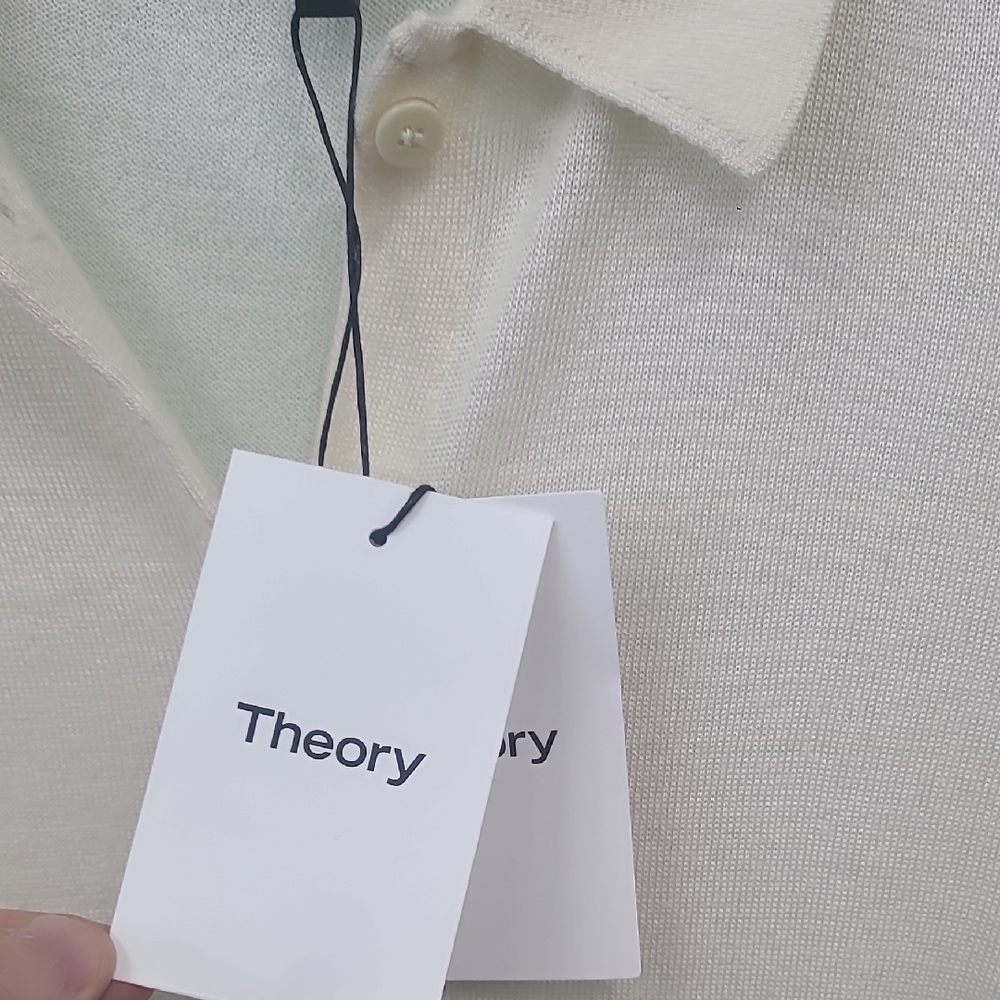 Theory Silk & Cashmere Blend Polo Cardigan In Cream Women's Size M - Picture 9 of 9